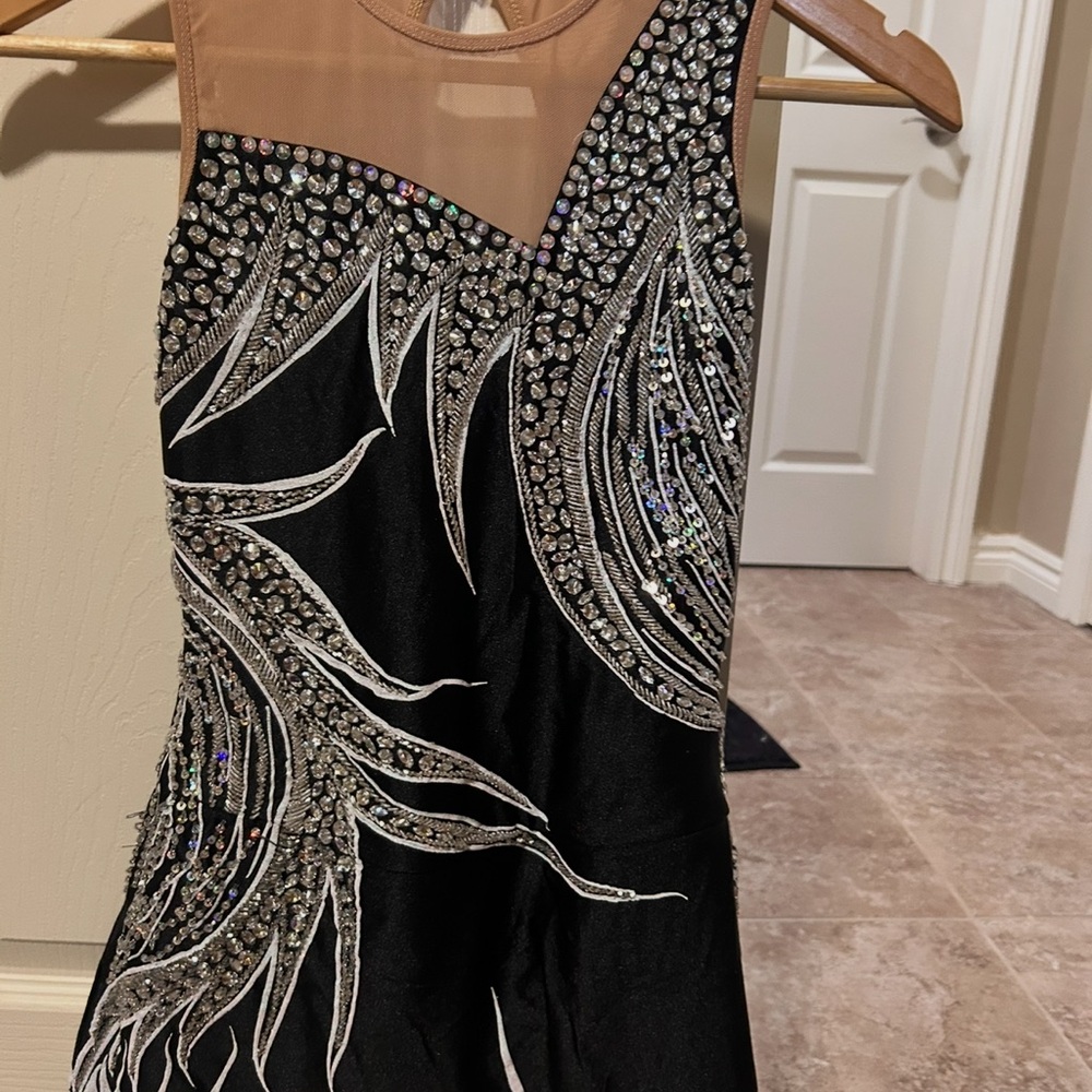 black and silver figure skating dress